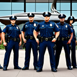 **

"A team of heroic dinosaur police officers, fully clothed in appropriate attire, standing in front of their headquarters. The headquarters is a futuristic, reinforced dinosaur habitat. The dinosaur officers include a Tyrannosaurus Rex, Triceratops, Stegosaurus, and Velociraptor, all wearing police uniforms and badges. They look determined and ready for action. Safe for work, appropriate content, family-friendly, perfect anatomy, correct proportions, well-formed hands, natural body proportions, professional illustration, high quality."

**